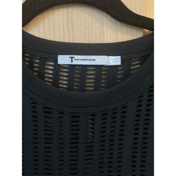 Alexander Wang | Sheer Panel Black Textured Stretch Bodycon Mini Dress | Medium - Picture 6 of 6